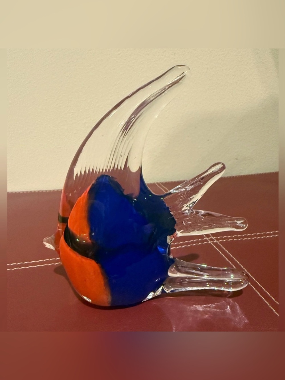 Vintage Murano Style Blown Art Glass Angelfish Figurine